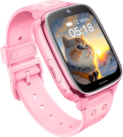 Montre connectée 4G pour enfants SmartKid D57, coloris rose, vue de trois quarts